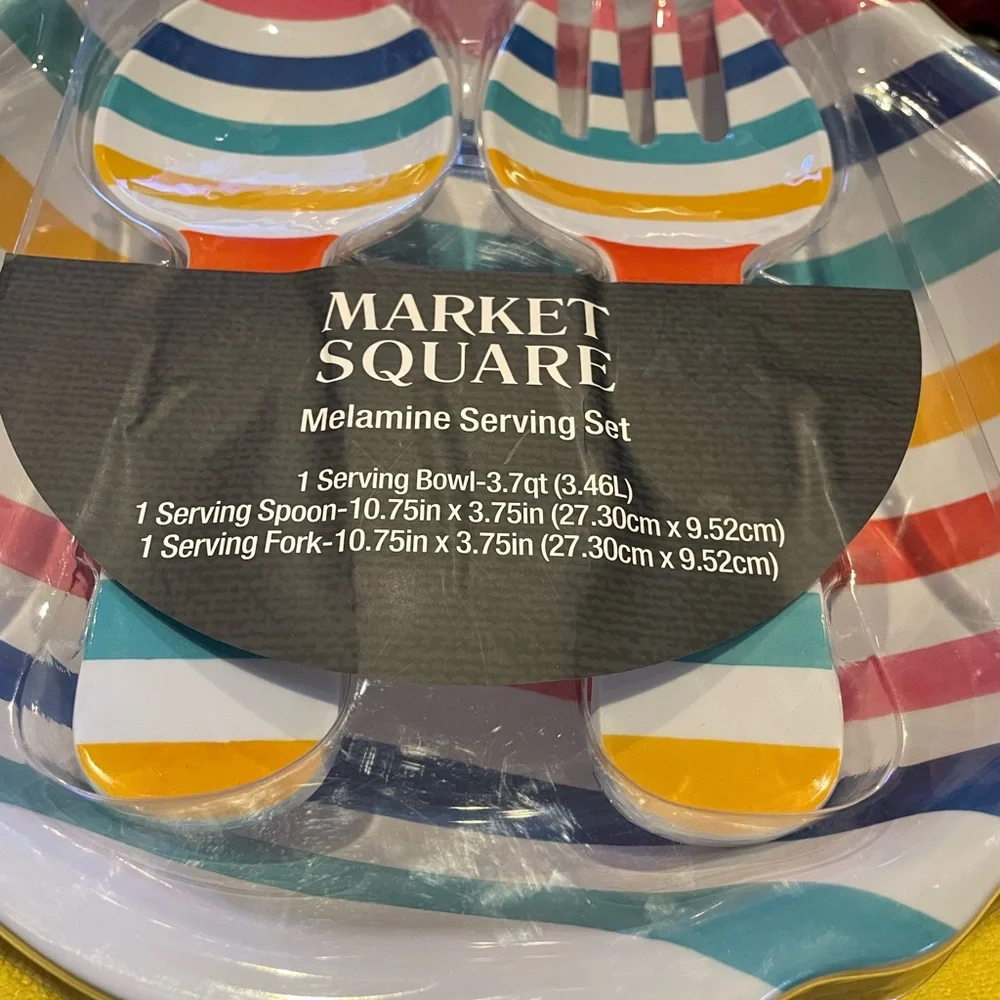 Striped Melamine Serving Set, New in Packaging Oversize Set